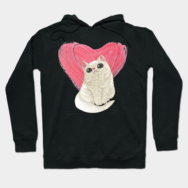 I Love My Cat Heart Design Hoodie by ArtsyNav